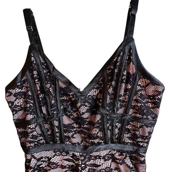Vtg 90s BEBE Black Lace Overlay Baby Pink Lining Cocktail Party Sz M‎ Whimsigoth - Picture 10 of 16
